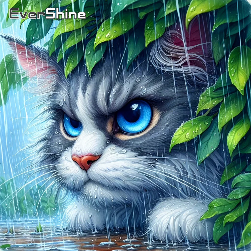 Evershine Diamantmalerei 5D Katze, vollflächig, quadratisch, Kreuzstich, Stickerei, Tierbild, Strass, Mosaik, DIY-Dekoration für Zuhause
