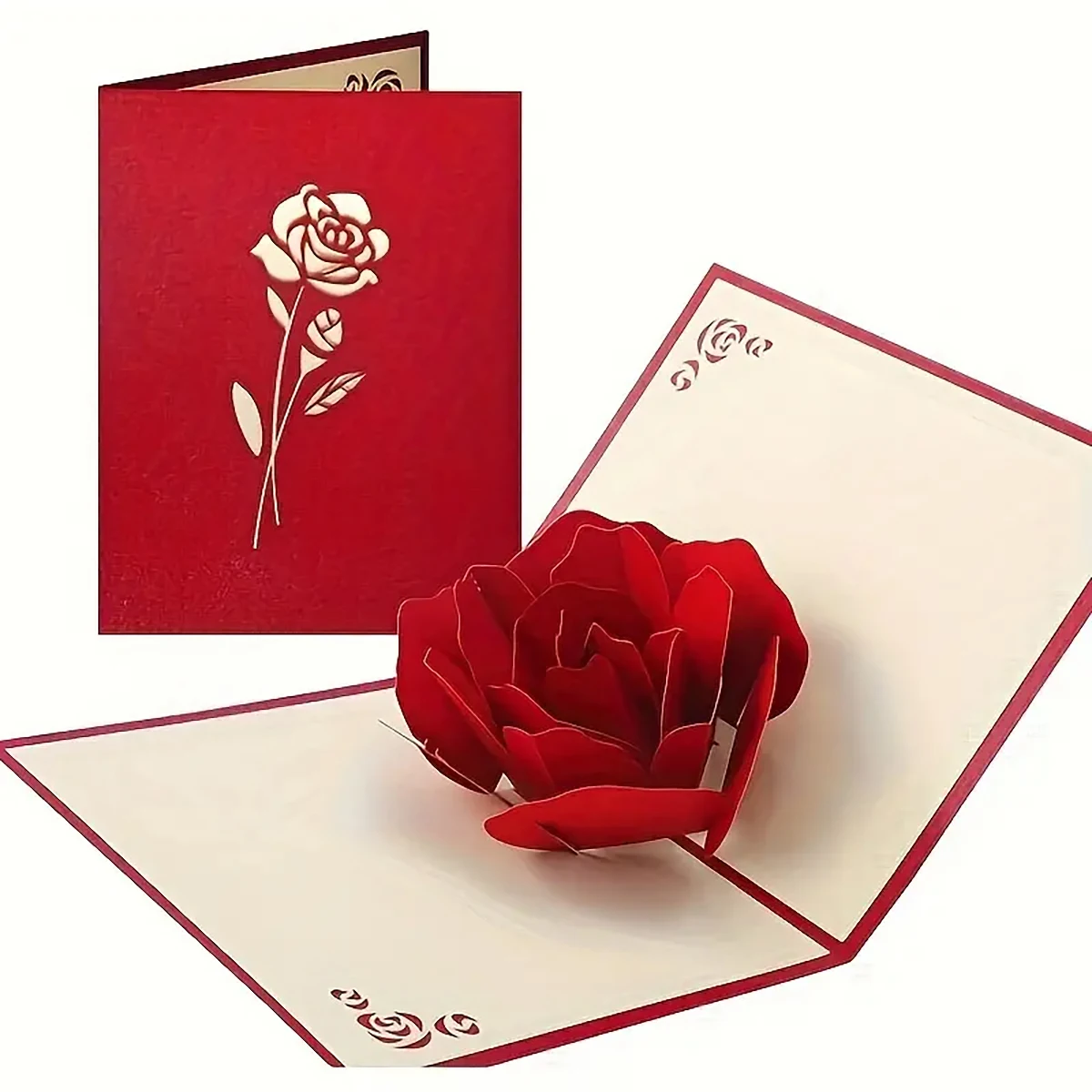 Carte d'anniversaire 3D pop-up rose avec enveloppe - Convient pour les anniversaires, la fête des mères, les mariages et la Saint-Valentin