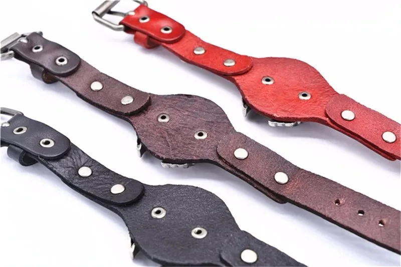 Herren Echtleder-Armband Punk Biker Adler Zinklegierung Armband Vintage Handgefertigt Verstellbare Schnalle Männlicher Motorrad-Schmuck – Detail 10