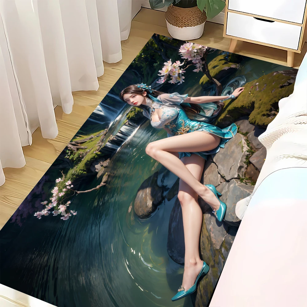 Sexy Medusa Anime Doormat Floor Bathroom Kitchen Beach Mat Flannel Sponge Super Absorbent Cloth Printed Bedroom Decoration