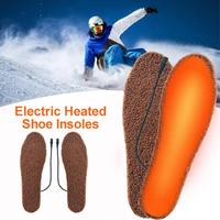 USB Heated Insoles Rechargeable Wool Fleece Cuttable Heating Insoles Soft Portable Multifunctional Winter Supplies 35-45 Yards