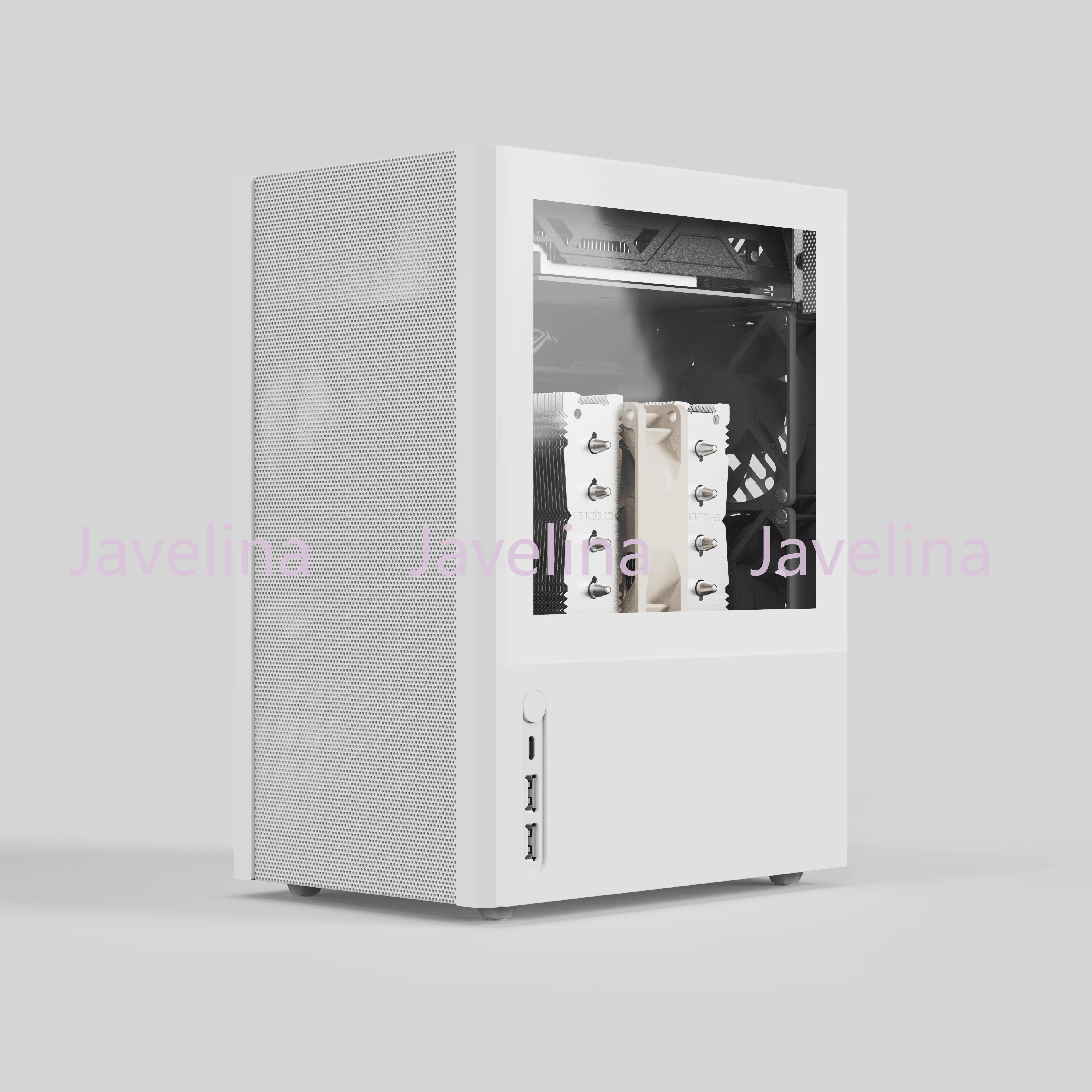 Mesh white SFX desktop plug-in chassis [Rider R2] ITX aluminum