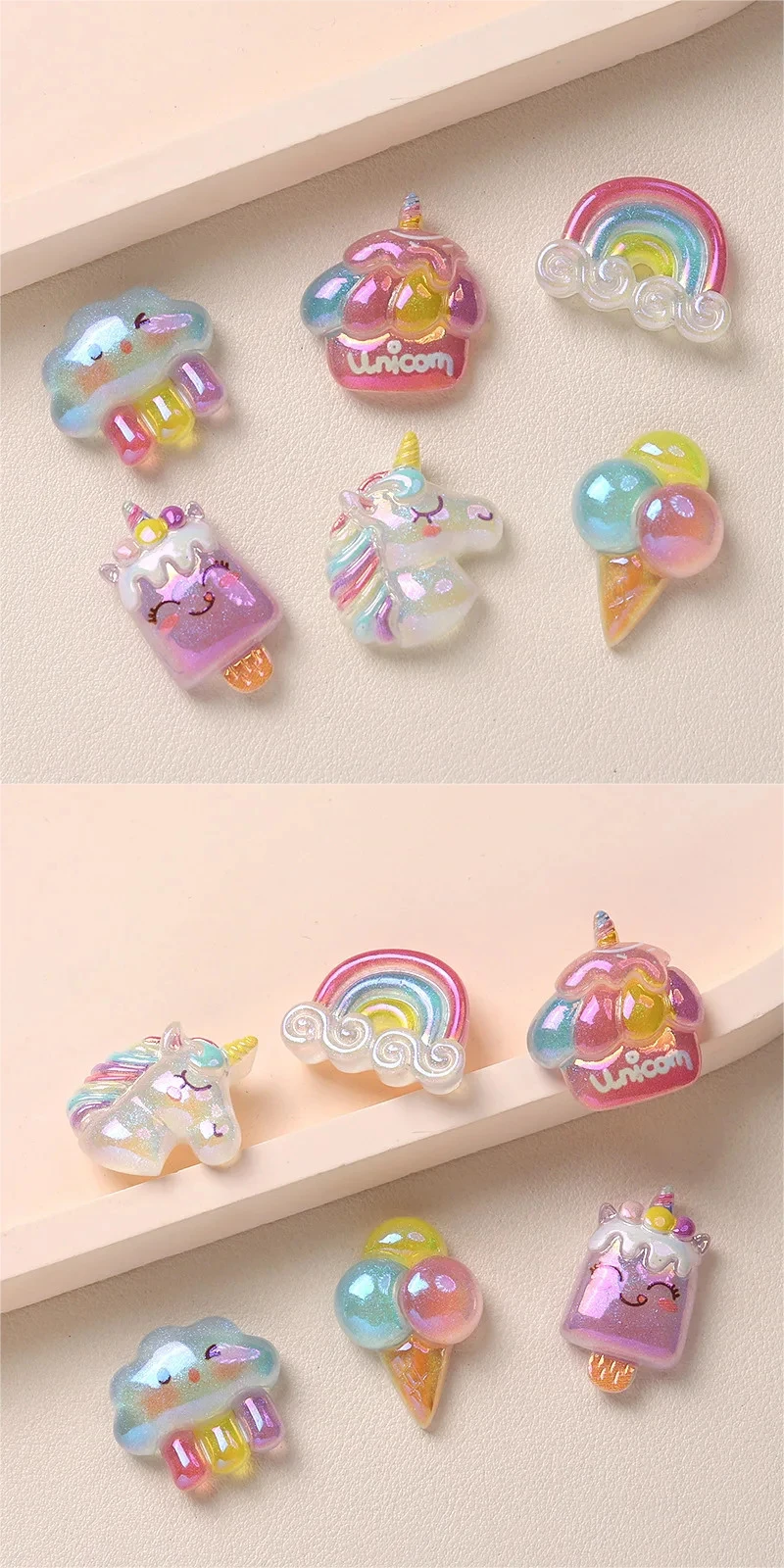 

100 шт. Kawaii смола с плоской задней частью единорога облако миниатюрное ремесло DIY для чехла для телефона шпилька брелок серьги аксессуары для скрапбукинга