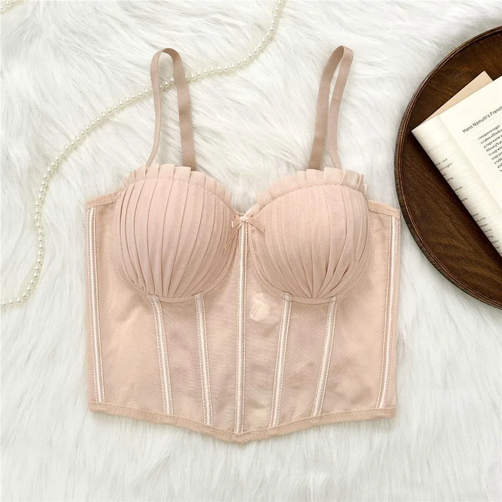 BANERDANNI Sommer Fischgräten-Korsett Tube Top Gepolstert Unregelmäßig Gerafft Ärmellos Schmal Geschnitten Hot Girl Club Party Camisole Für Frauen