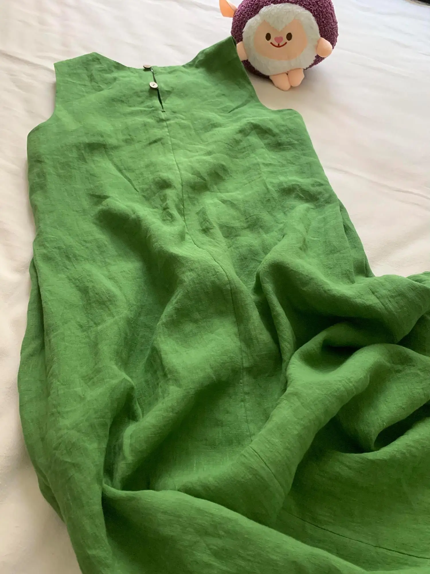 Ele een Linen Svel Long Dr Women's Summer Faionable White Enhancing High-End Feeling Maxi Dr Commute Sle