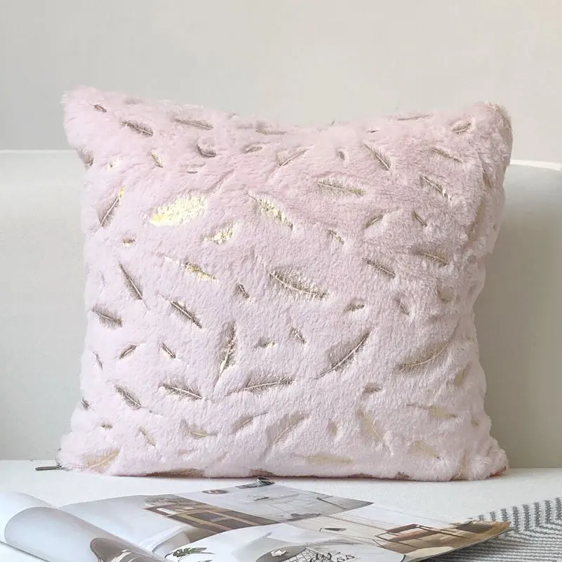 2 Stück Kunstfell Folienprint Feder Dekorative Kissenbezüge, Flauschige und Weiche Plüsch-Kissenhüllen, für Sofa, Bett, Wohnzimmer – Detail 16