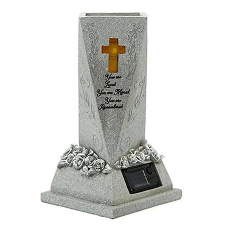 【RECOMMEND】Solar LED Grave Flower Vase Hand Painted Statue Decorative Flower Pot For Garden Lawn Cemetery