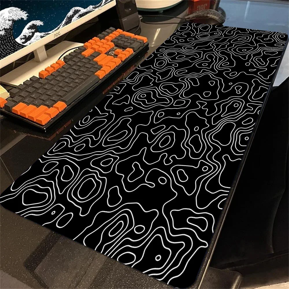 Esports Gamer Mouse Pad Topographic Mousepad White Black Control Strata Liquid Mausepad Gaming Keyboard Accessories Desk Mat X