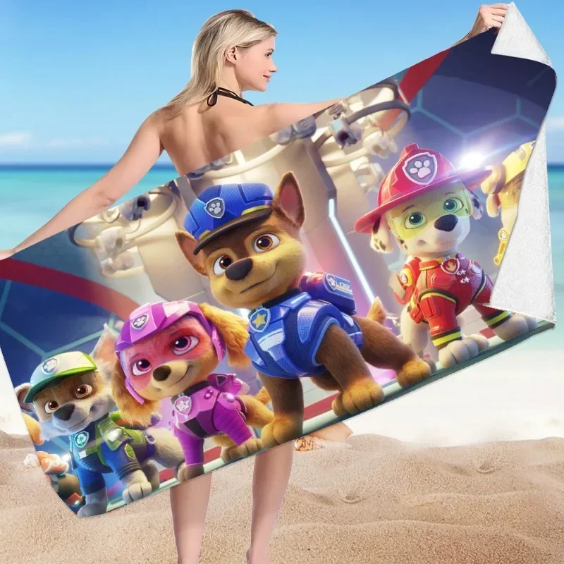 PAW Patrols Anime Asciugamani da spiaggia Cartoon Stampa 3D Microfibra Morbido assorbente Asciugamano da bagno ad asciugatura rapida Coperta da