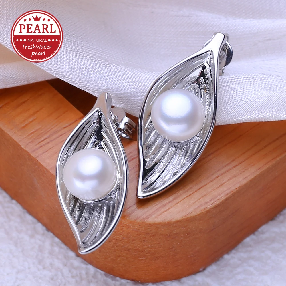 FENASY Genuine Natural Freshwater Pearl Stud Earrings 925 Sterling Silver Party Jewelry Elegant Gifts For Women Wholesale