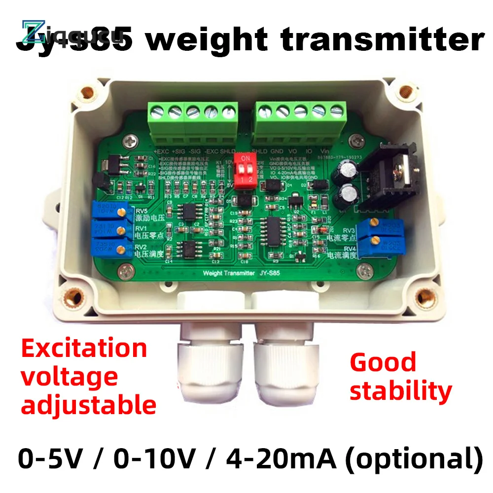 JY-S85 DC18-26V Current Load Cell Load Cell Amplifier Weight Transmitter 4-20mA 0-5V or 0-10V Voltage With Enclosure