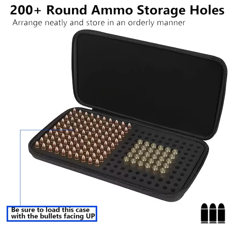 200 Rounds Pouch Storing Box of 9Mm, .22Lr, And.223Cal/5.56Mm,Safe Storage Box,Large Capacity Pouch,Designed for Hunting Organiz