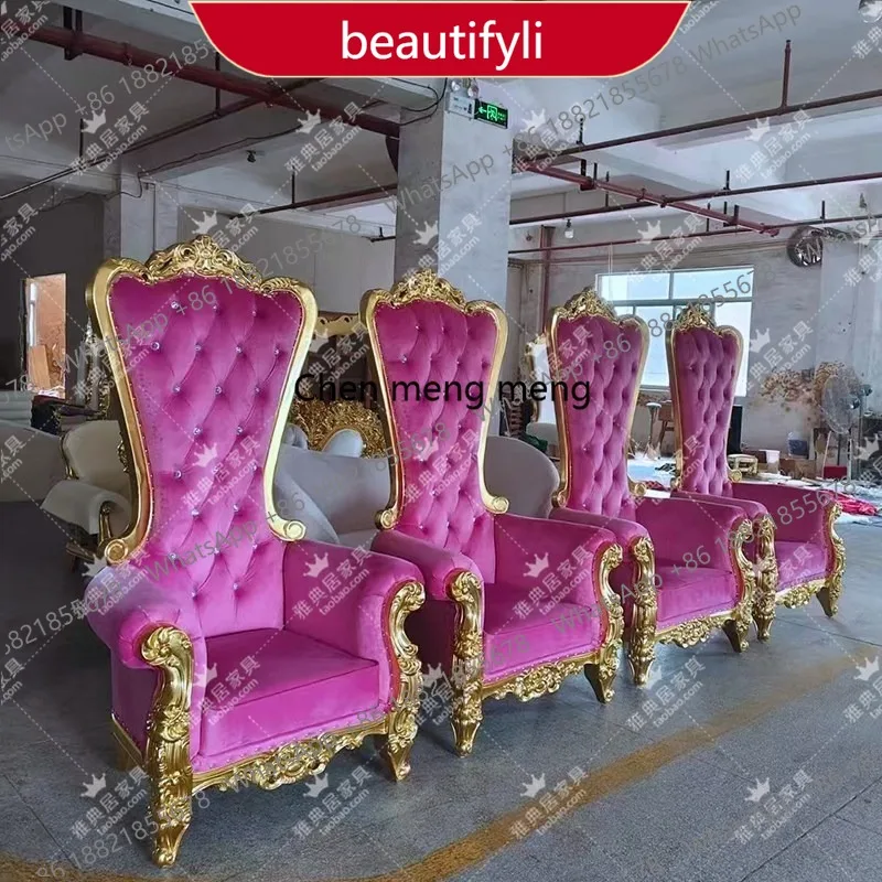

M45 Gold foil engraved European high back princess chair hotel lobby negotiation chair leisure chair