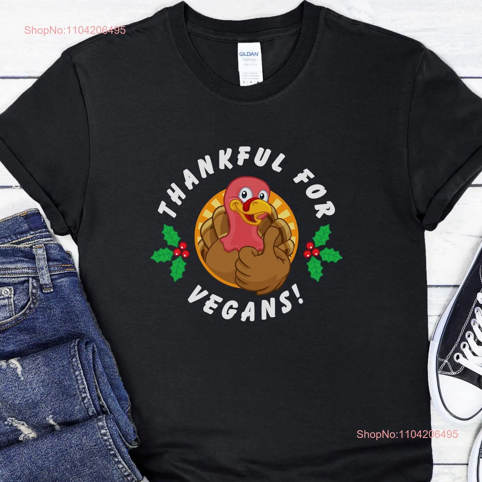 Thankful for Vegans Christmas T Shirt Funny Vegan Animal Rights Idea Thanksgiving Apparel long or short sleeves