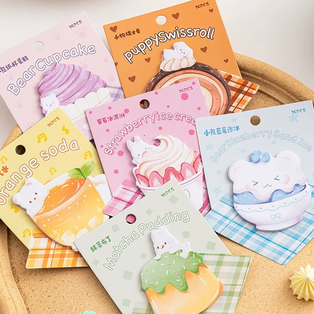 

30 Sheets Cartoon Sticky Notes Student Memo Notepad Message Note Paper Stationery