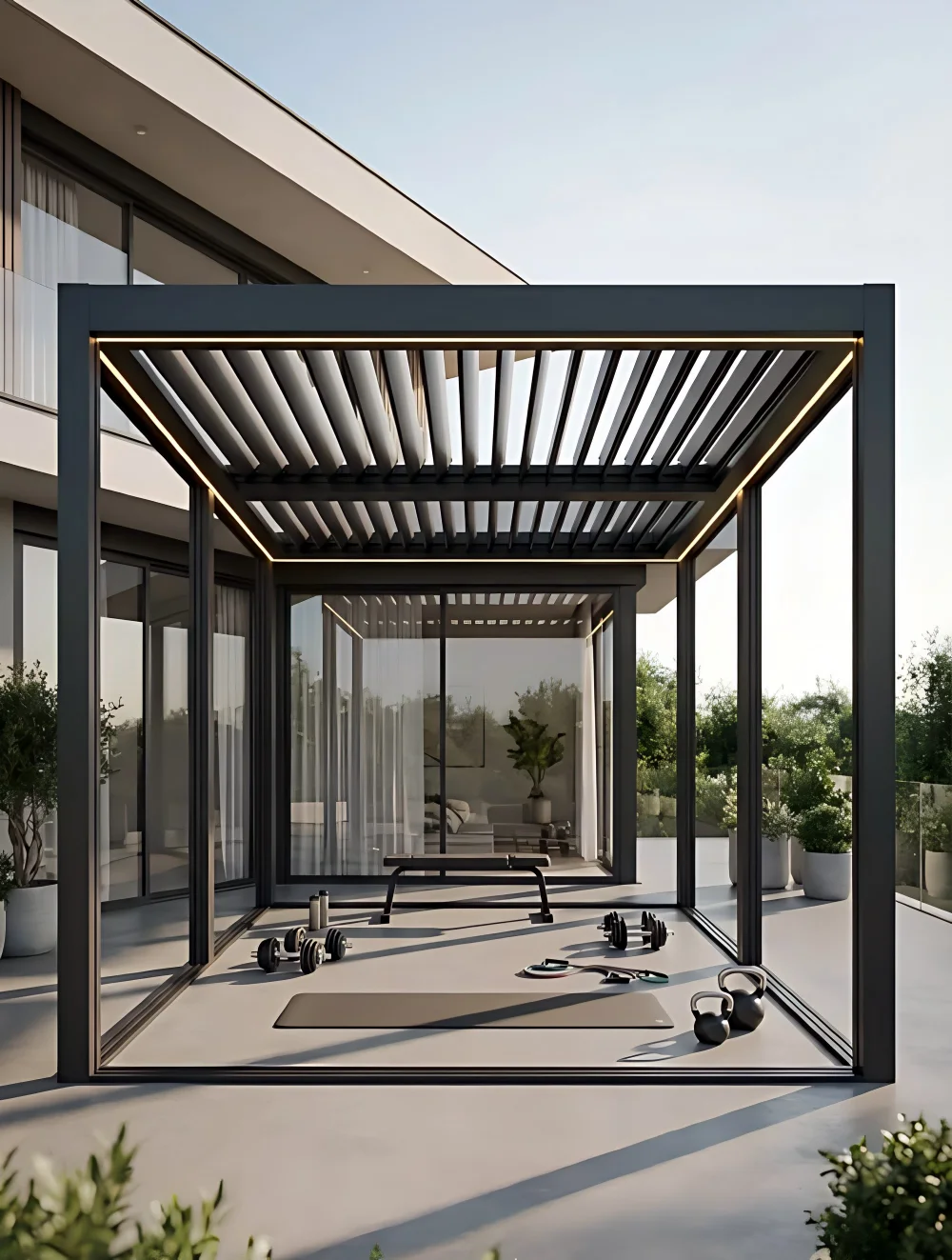 Sustainable Waterproof Smart Pavilion ECO FRIENDLY Rainproof Louvred Electric Pergola Outdoor Retractable Gazebos Canopies