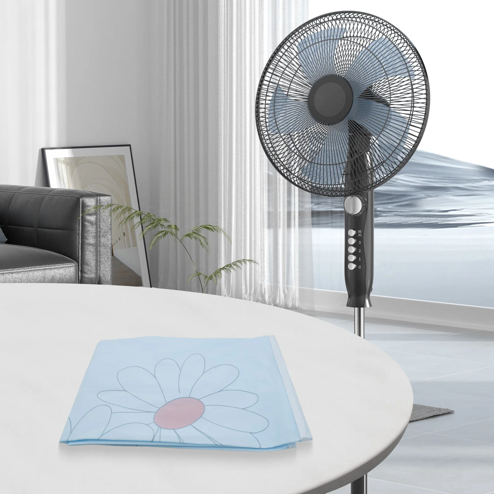 1pc com tudo incluído capa de poeira de ventilador à prova d'água para ventiladores domésticos 360 °   Capa de pé para ventilador de pedestal lavável com proteção de armazenamento