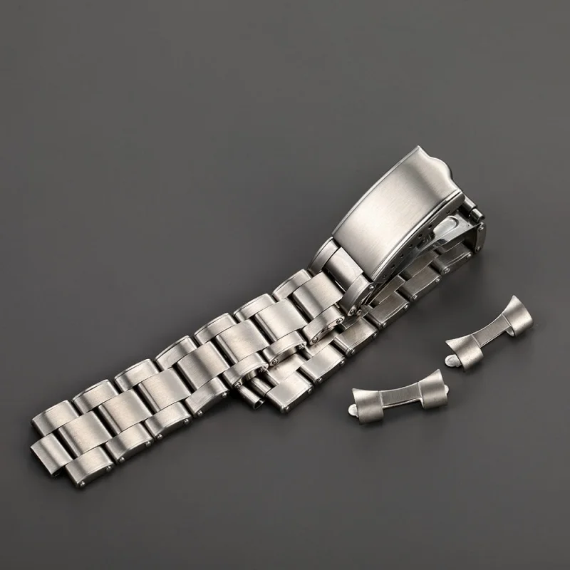 316L Stainless Steel 20mm Oyster Rivet Curved End Screws Watch Band Strap Bracelet For Rolex RLX Invicta Watch
