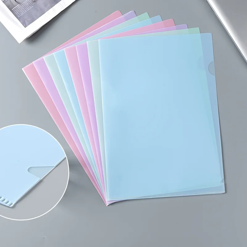 8 sobres acrílicos en forma de L para documentos A4, juego de porta documentos transparente y resistente para organización de oficina