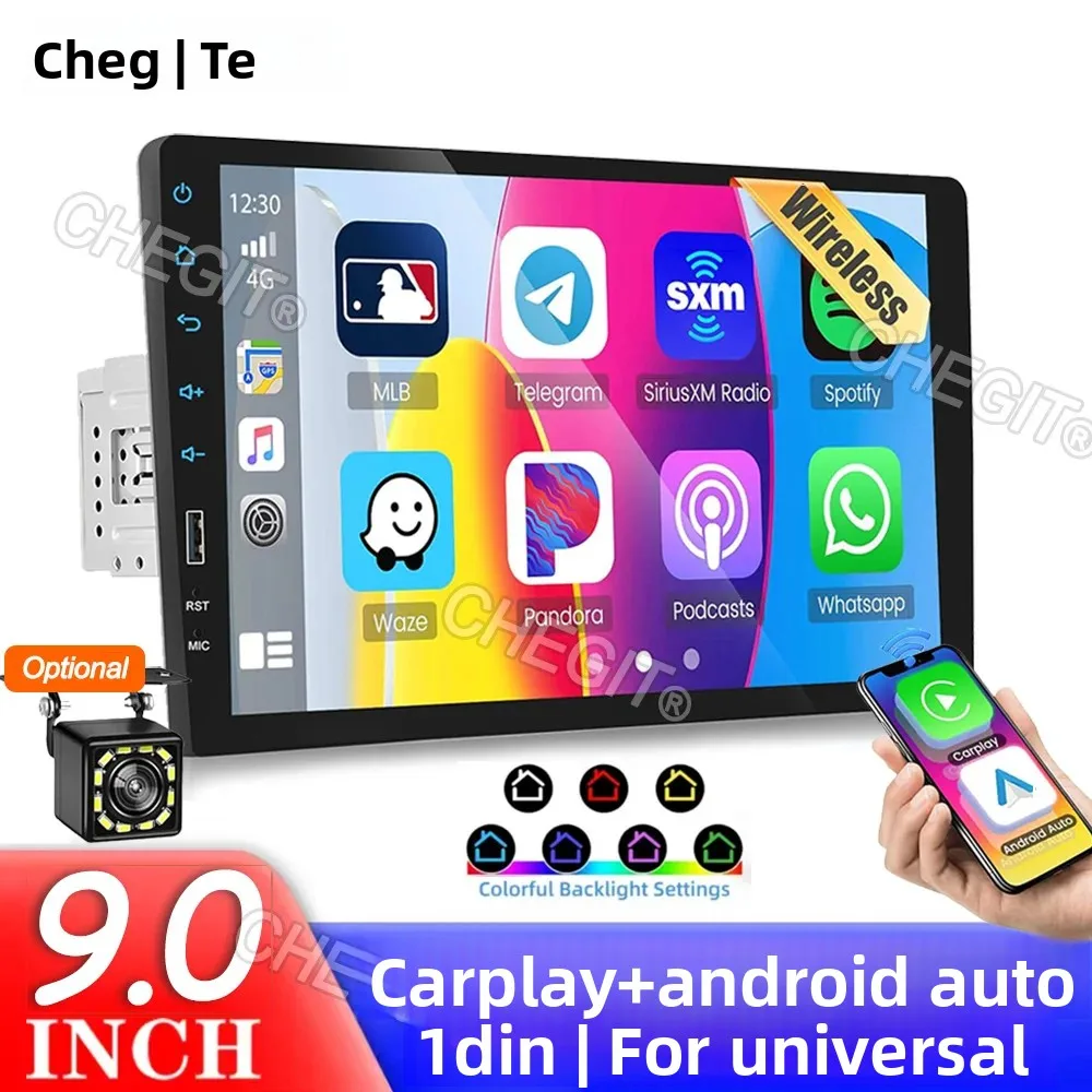 

9 Inch Car Radio Wireless Carplay Android Auto 1 Din Multimedia Bluetooth Player Mirror-Link HD Touch Screen USB FM AUX Input
