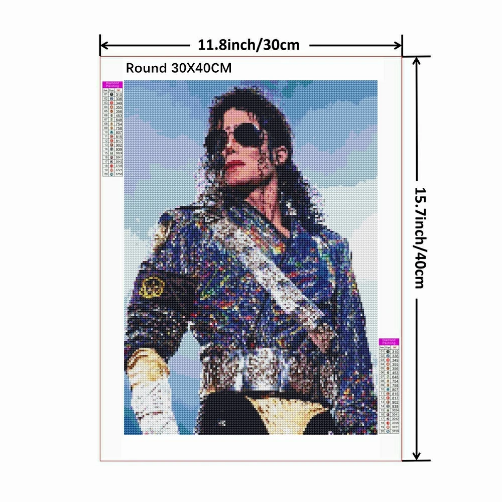 5D DIY American Famous Singer Round Diamond Painting Kit Michael Jackson Cross Embroidery Handmade Mosaic Art Gift