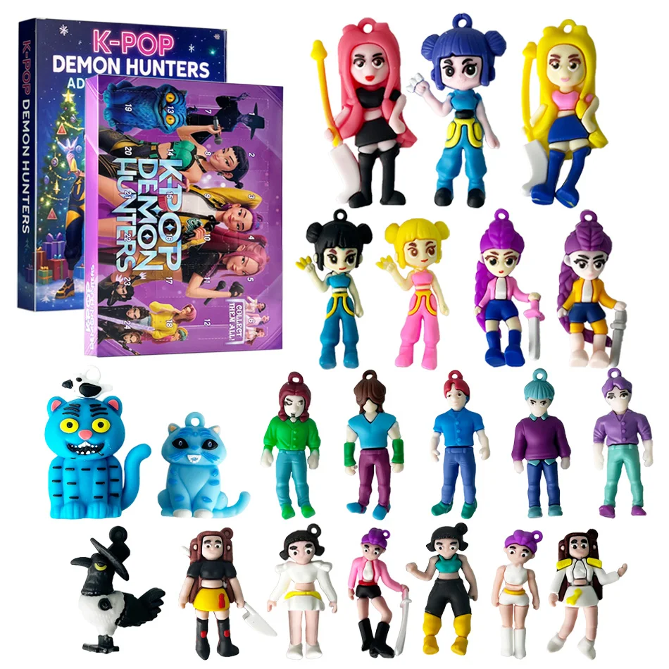 아크릴 데몬 헌터 크리스마스 트리 장식품 케이팝 스타일 어드벤트 블라인드 박스 귀여운 고딕 휴일 장식 십대 및 여성용 선물