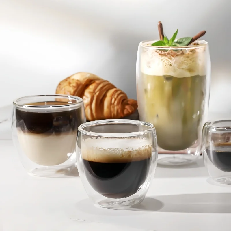 Double Wall Insulated Glass Cup Clear Espresso Coffee Mugs Handmade Beer Mug Tea Milk Glass Whiskey Glass Cups Drinkware