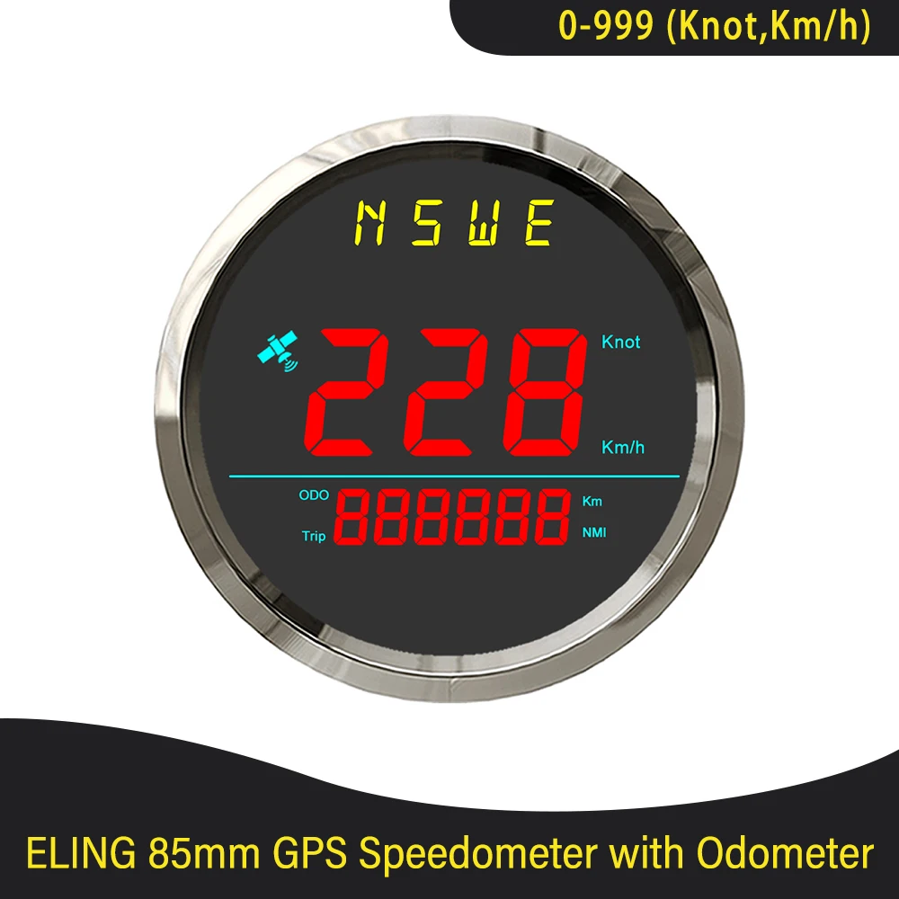 

Newest 85mm Digital GPS Speedometer 0-999 (Knots, km/h) for Marine Sailboat Yacht with Backlight GPS Antenna 12V 24V