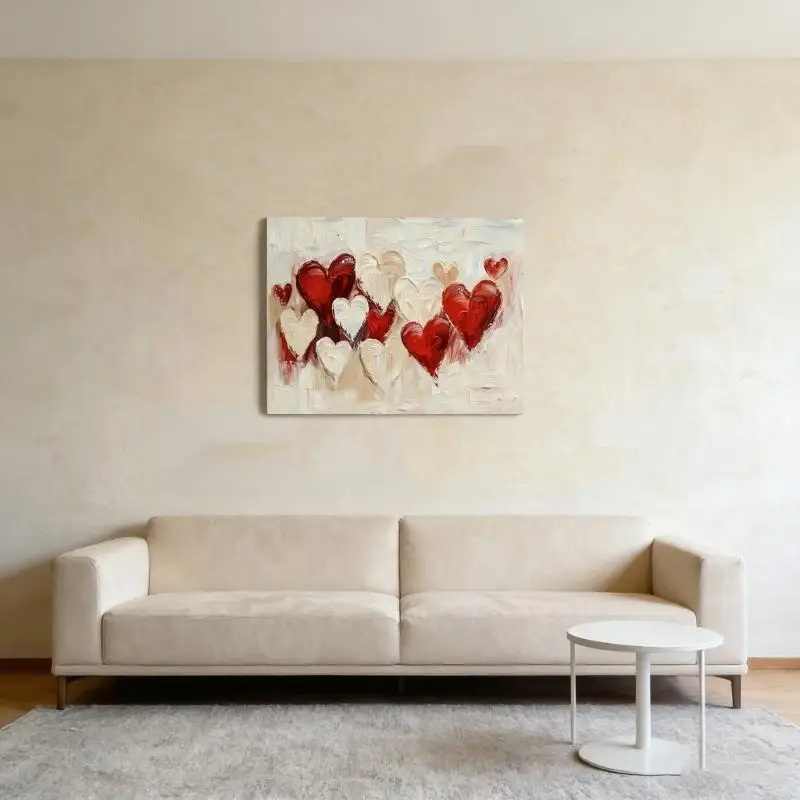 Heart Canvas Wall Art,Love Heart Paintings Modern Abstract Artwork for Wall Decors Ready to Hangs Valentine's Day Gift 0XXB