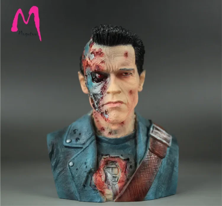 Terminator Bust Statue for Desk Decoration, Bust Statue, Statue Toy, Battle Damage Collection, Terminator, T800, 1:4, 24cm, New