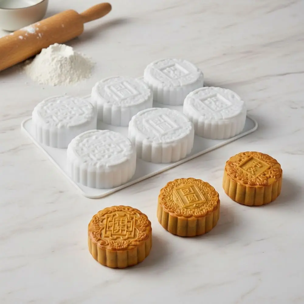 Silicone Mid Autumn Festival Phoenix Mooncake Mold Heat-resistant Easy To Demold Mung Bean Cake Mold 6 Cavities Soft