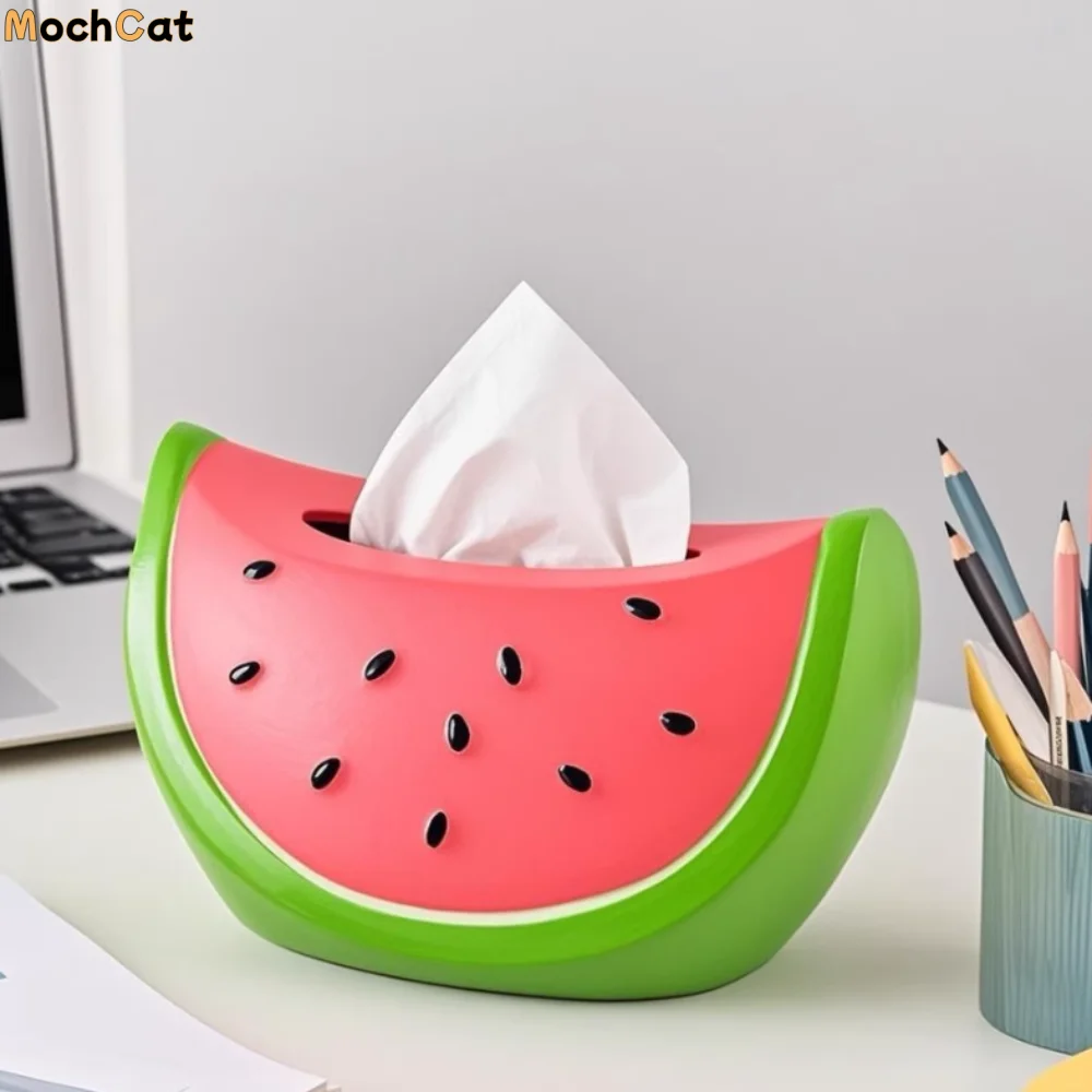 

Model Toy Watermelon Tissue Box Fruit Decorative Watermelon Paper Storage Box Colorful Cartoon Watermelon Ornament Decoration