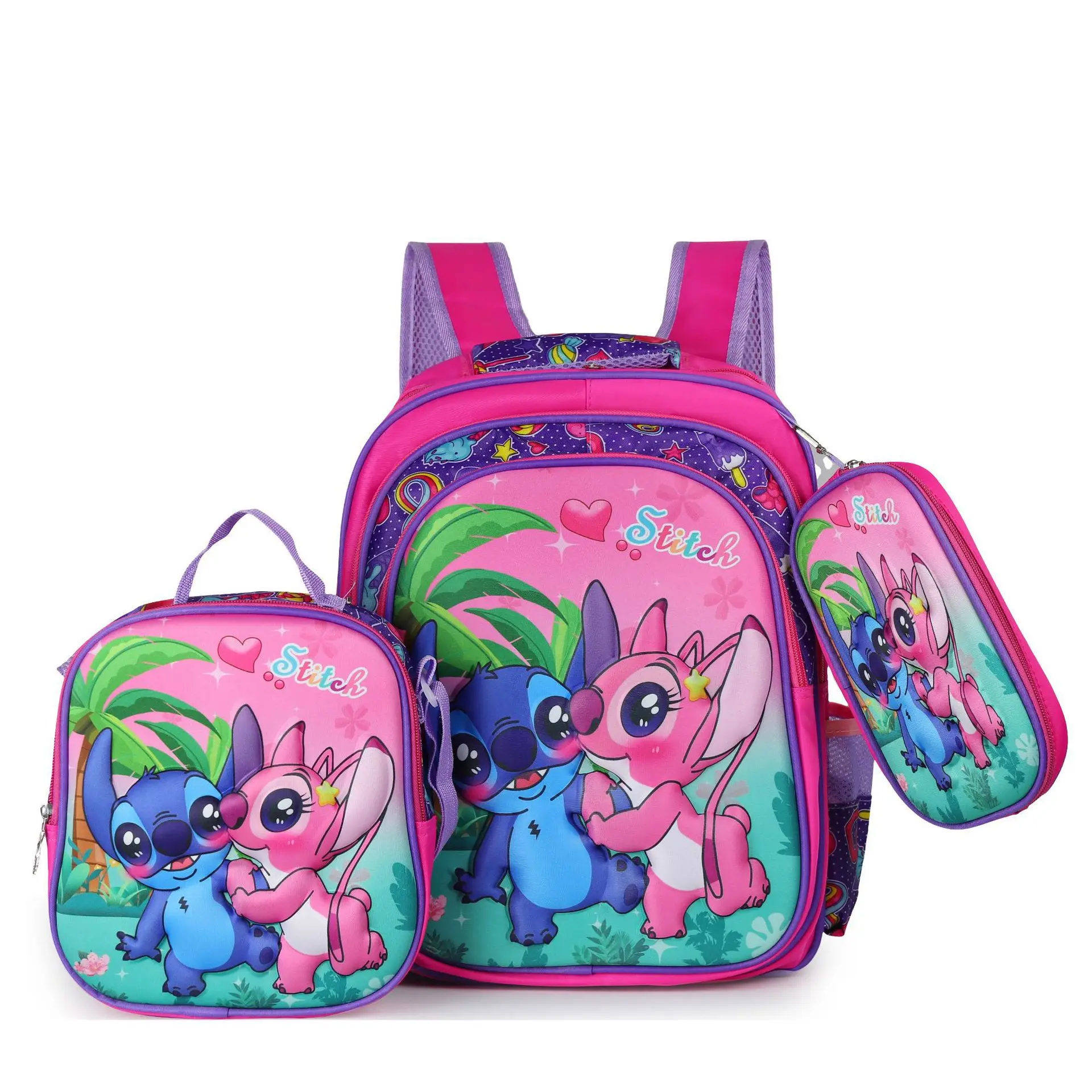 

Schoolbag Frozen ELSA Student Trolley Bag Shoulder Messenger Bag 16-inch Princess Lunch Box Bag backpack Stitch Pencil case