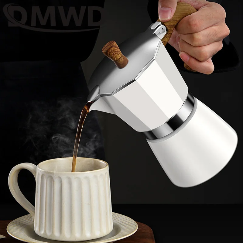 DMWD-Machine à Expresso Vintage avec Manche en Bois, Cafetière Moka, 300ml, Four Électrique, Classique poumons, 73 Outils