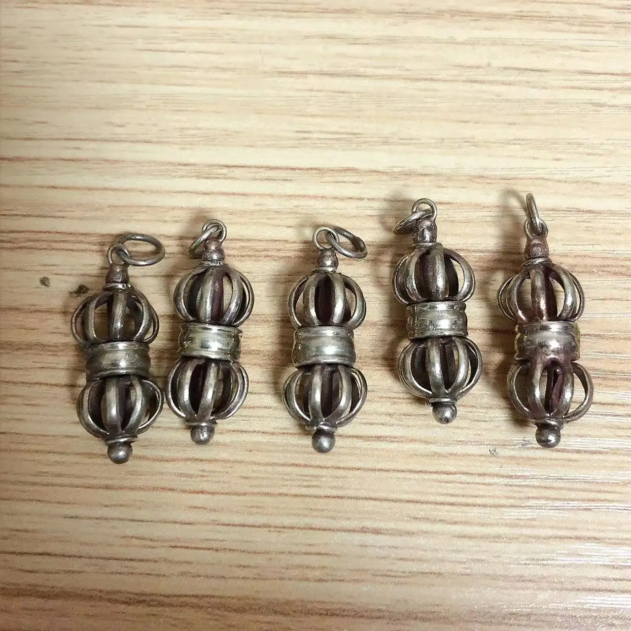 PN030 Ethnic Tibetan Cute Buddhist 9 Lines Brass Dorje Amulet Handmade Nepal Vajra Charm Pendant DIY Accessories