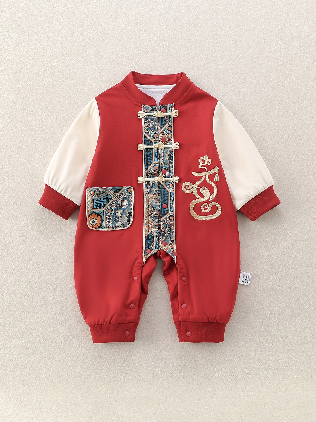 Traje de ceremonia para bebé, nuevo estilo chino, bordado, ligero y fino, rojo festivo, versátil, para el Día de los Cien Días