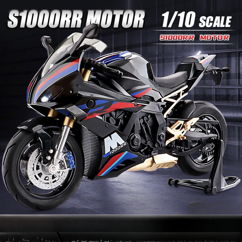 

1:10 mini V4S S1000RR H2R Alloy Die Cast Motorcycle Model Vehicle Collection Sound and Light Off Road Autocycle Toys Car