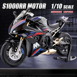 1:10 mini V4S S1000RR H2R Alloy Die Cast Motorcycle Model Vehicle Collection Sound and Light Off Road Autocycle Toys Car