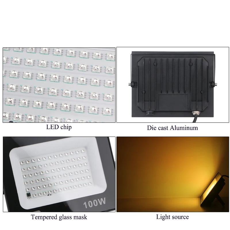 RGB LED Floodlight With Remote Control 30W 50W 100W IP66 Waterproof Outdoor Spotlight Projector Street light Street Lamp