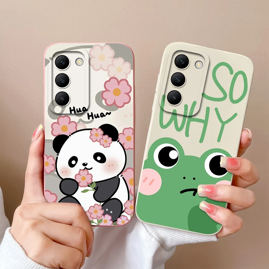 Cover Case For Vivo T3 T3X Lovely Cartoon Panda Frog Pattern Silicone Painted Anti Slip Shockproof Phone Bags For Vivo T 3 Coque