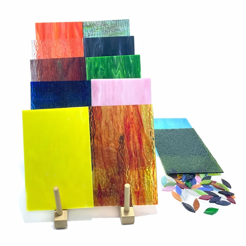 

12pcs 4X6in Rainbow color Transparent stained glass sheet diy mosaic tile glassstained glass supplies crafts and art supplies