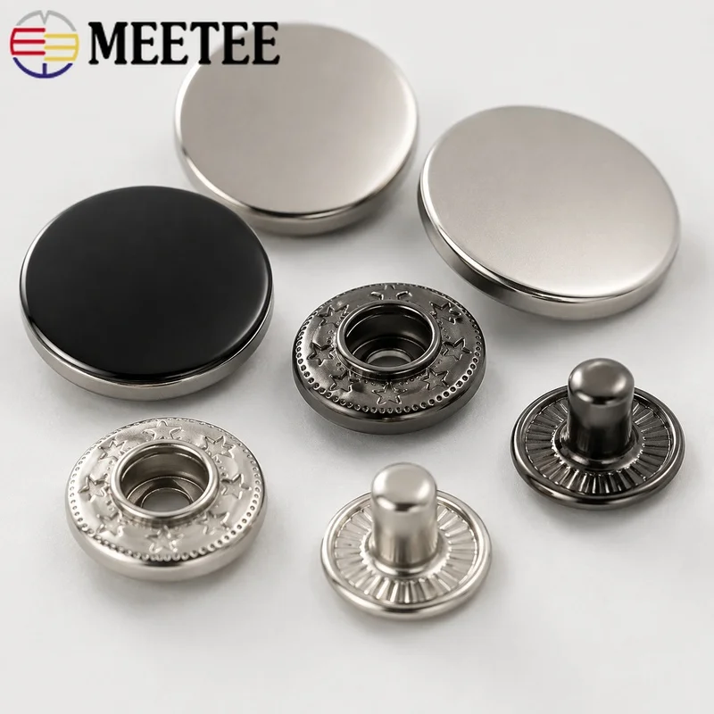 100Sets 10-17mm Metal Snap Buttons Press Stud Fasteners for Jackets Kids Clothing Leather Crafts Pouches Pockets Sewing Repairs