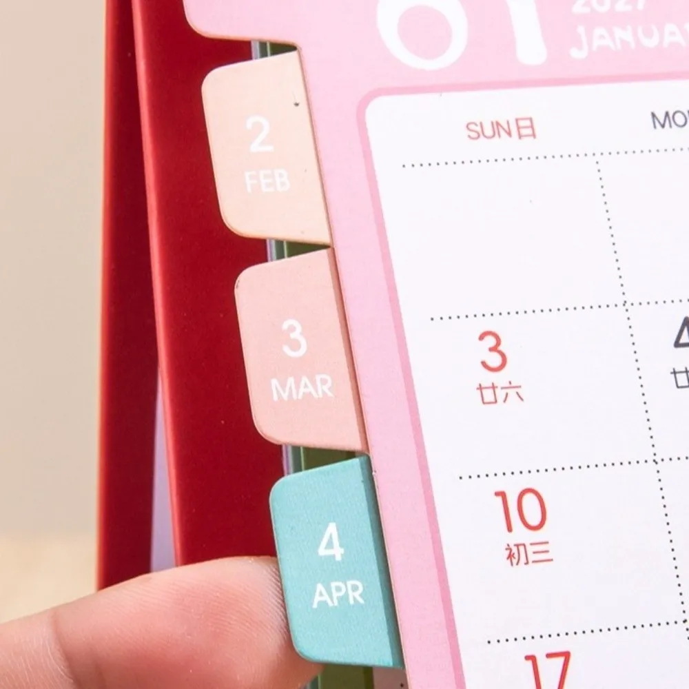 Creative Minimalist 2027 Standing Calendar Portable Thick Paper Flip Calendar Decorative Monthly Calendar Student