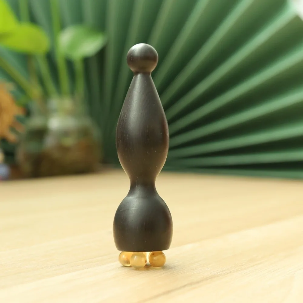 Five Beads Design Sandalwood Lotus Seedpod Massager Reduce Puffiness Face Lifting and Tightening Eye Massage Stick Skin Scraping