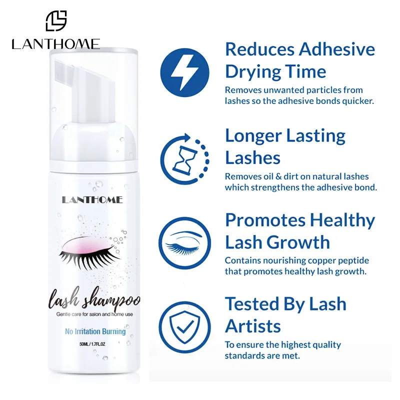 Eyelash Shampoo Foam Lash Cleaner & Eye Makeup Remover for Extension Service and Attercare No Irritation