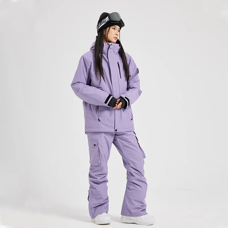 New Women's Ski Suit Set Single Boards Waterproof Windproof Warm Ski Equipment Snowboarding Jacket Pant Wear Resistant Clothes