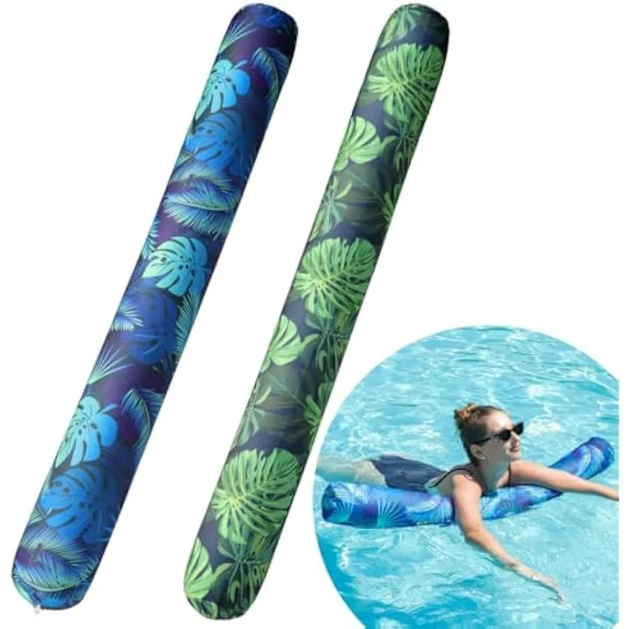 FindUWill 3 Pack Inflatable Swim Pool Noodles and Inflatable Pool Floats Adults-Inflatable Fabric Covered Pool Lounge Chair wit