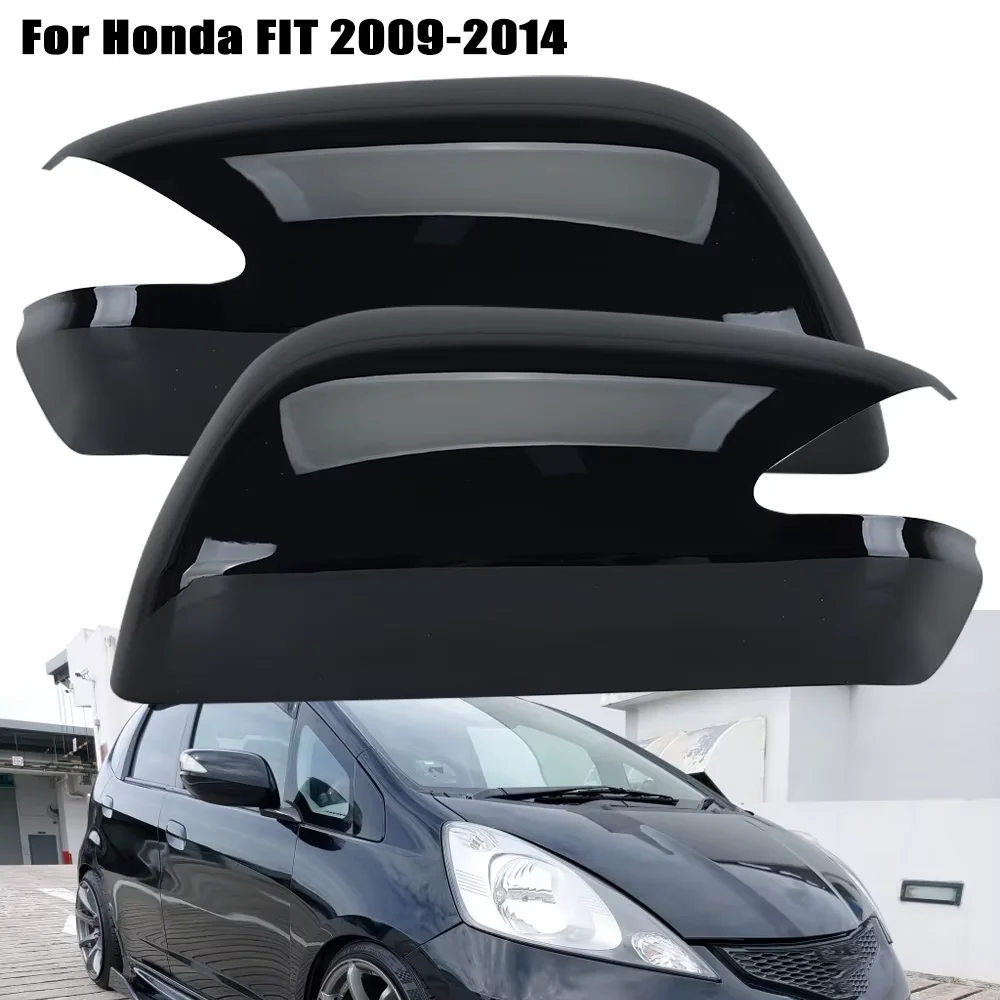 Car Side Mirror Cover Caps For Honda jazz for Honda Fit 2009-2014 Glossy Black Trim Wing Mirror Frame Caps Cars Accessories