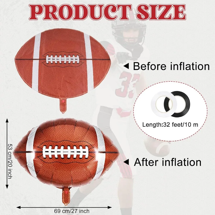 27 Inch Football Balloons6 Pcs Football Foil Balloons Super Bowl Balloon Football Party Balloon for Super Bowl Decor Tailgate G