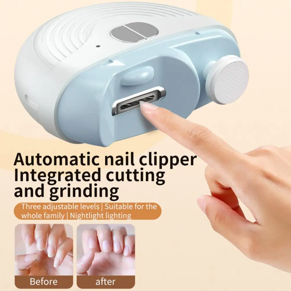 

2-In-1 Electric Nail Clipper Automatic Nail Trimmer with LED Light Baby Manicure Grinding File Fingernail Cutter Polisher